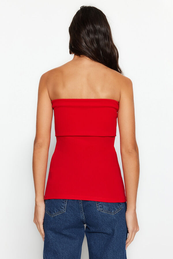Trendyol Top com abertura palavra de honra vermelho