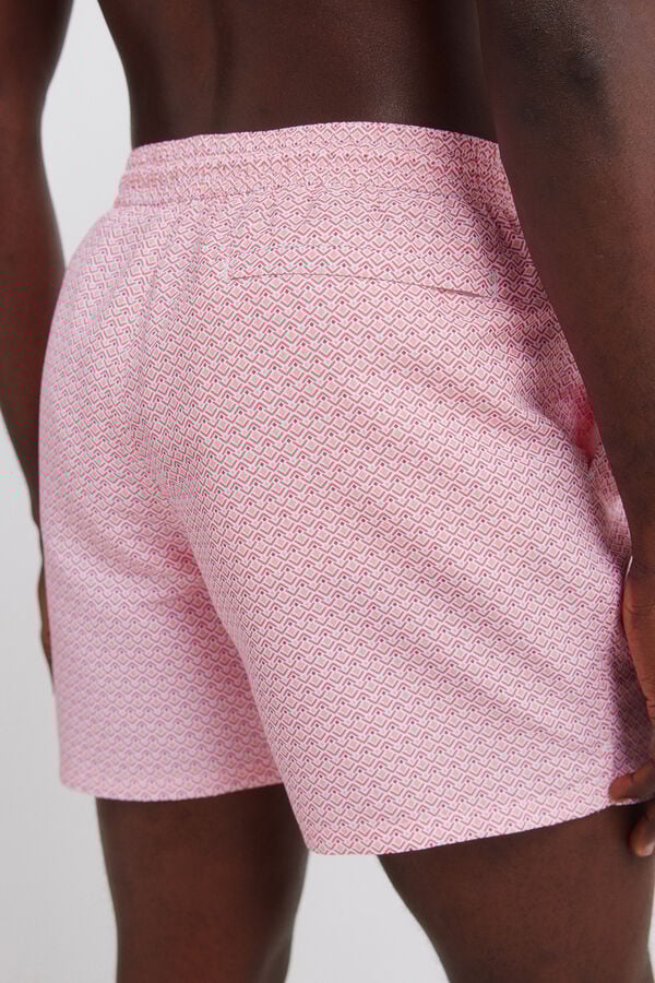 Springfield Fato de banho estampado geom&eacute;trico bolso fecho-&eacute;clair castanho