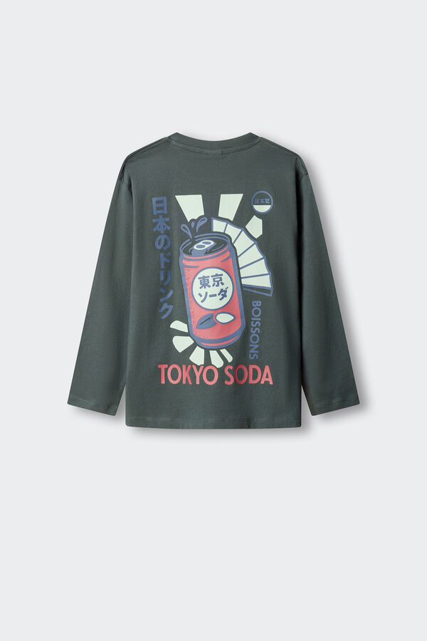 Springfield Kids T-shirt manga comprida Jap&atilde;o lata crian&ccedil;a verde