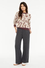 System Action Camisola jacquard com estampa animal bege