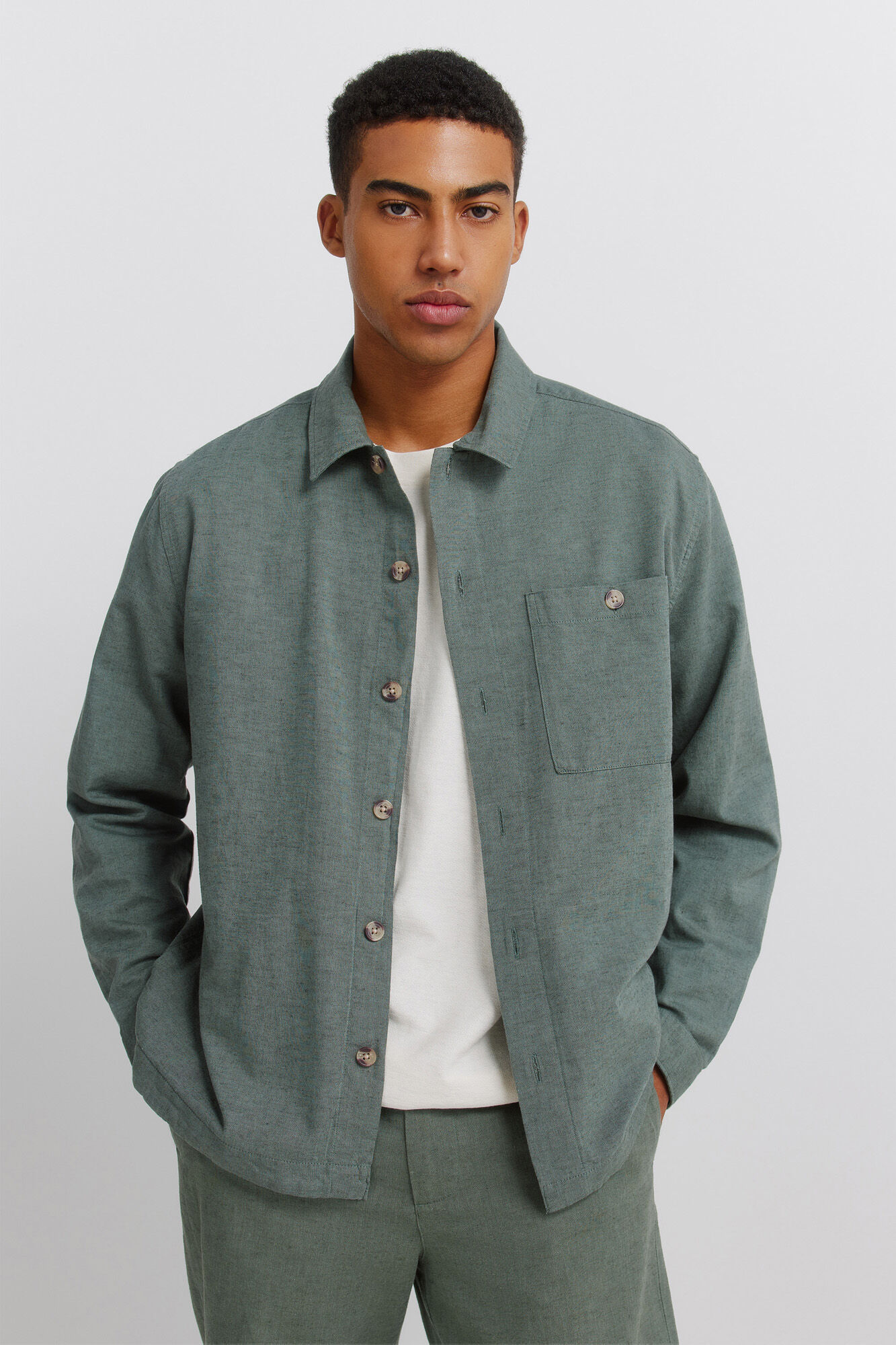 Springfield Sobrecamisa de linho com bolso