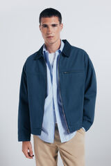Springfield Contrast washed cotton jacket blue