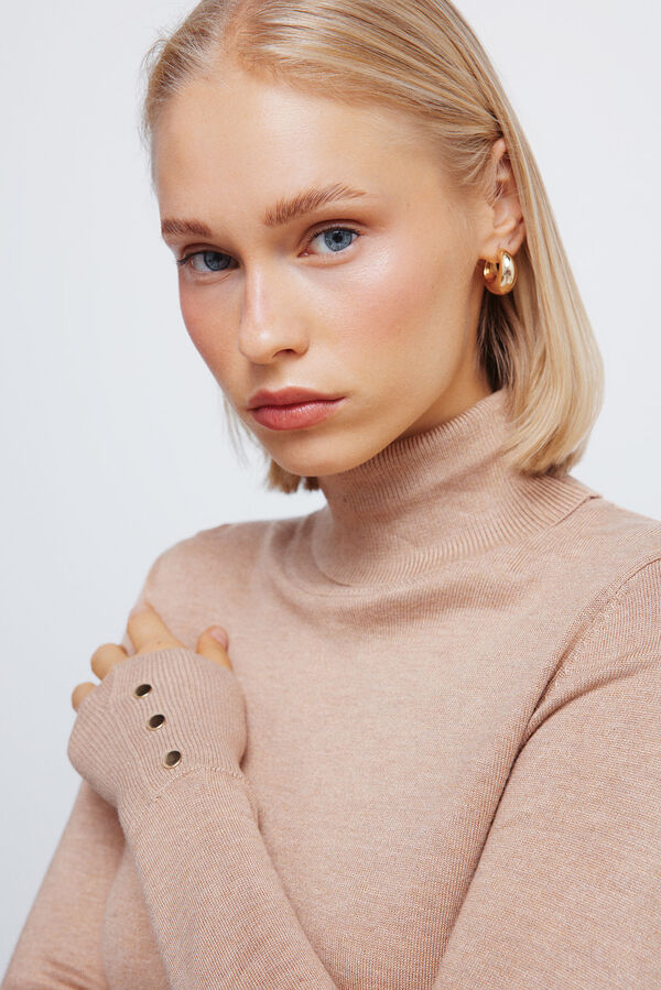 Springfield Camisola de gola alta com botões e punhos cru