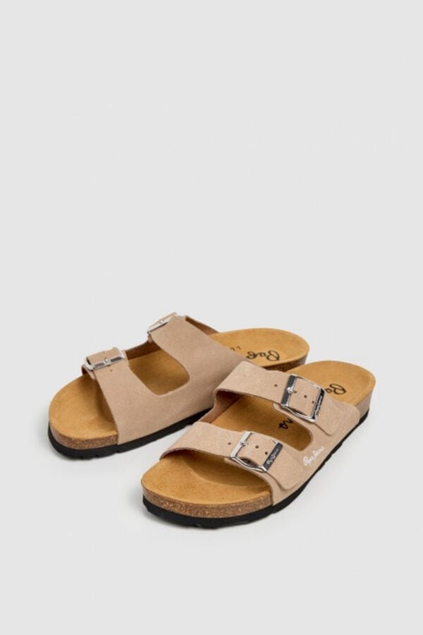 Pepe Jeans Sand&aacute;lias anat&oacute;micas com fivelas bege