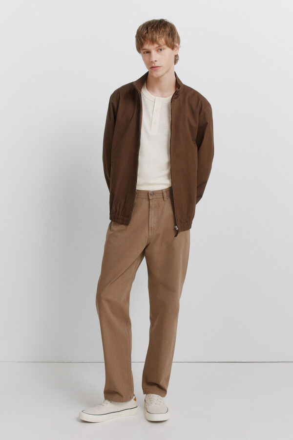 Springfield T-shirt manga comprida com carcela aos quadrados branco