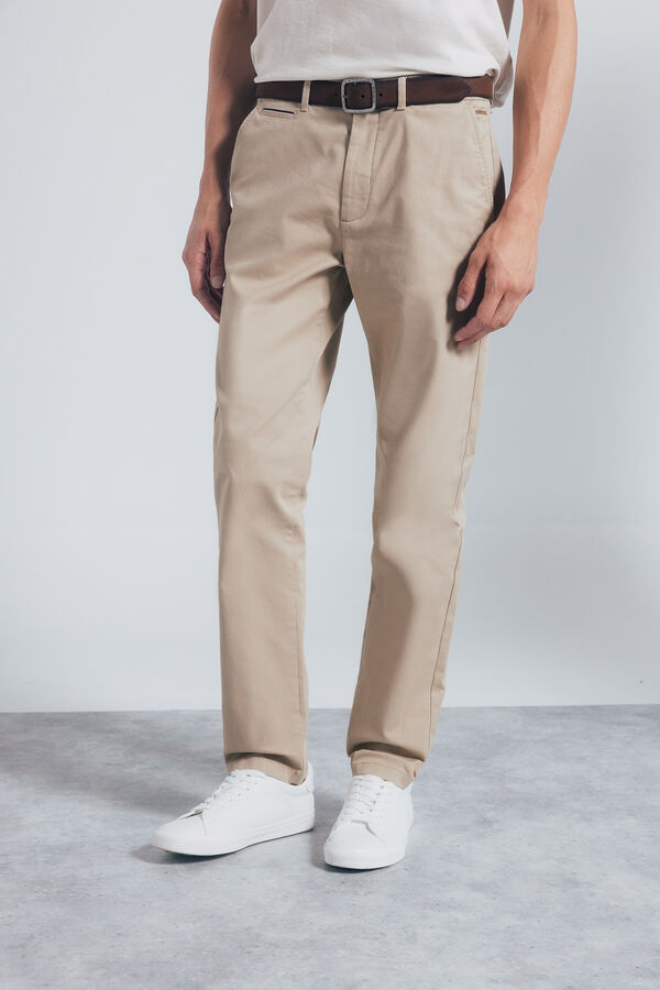 Springfield Pantalón chino slim fit beige