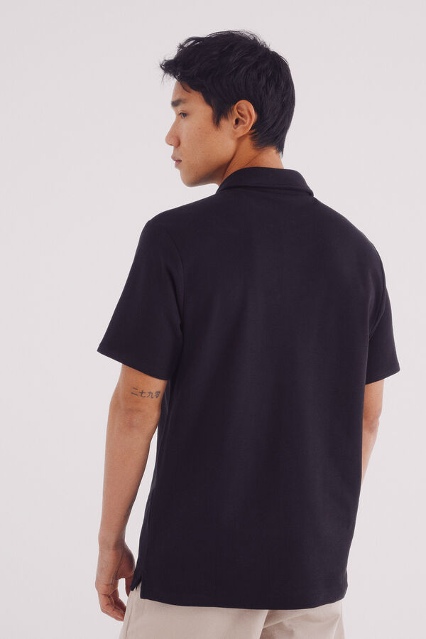 Springfield vestido slim fit com look polo piqué preto
