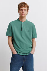Springfield Polo em piqu&eacute; gola mao slim fit verde