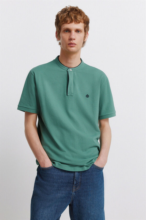 Springfield Polo em piqu&eacute; gola mao slim fit verde