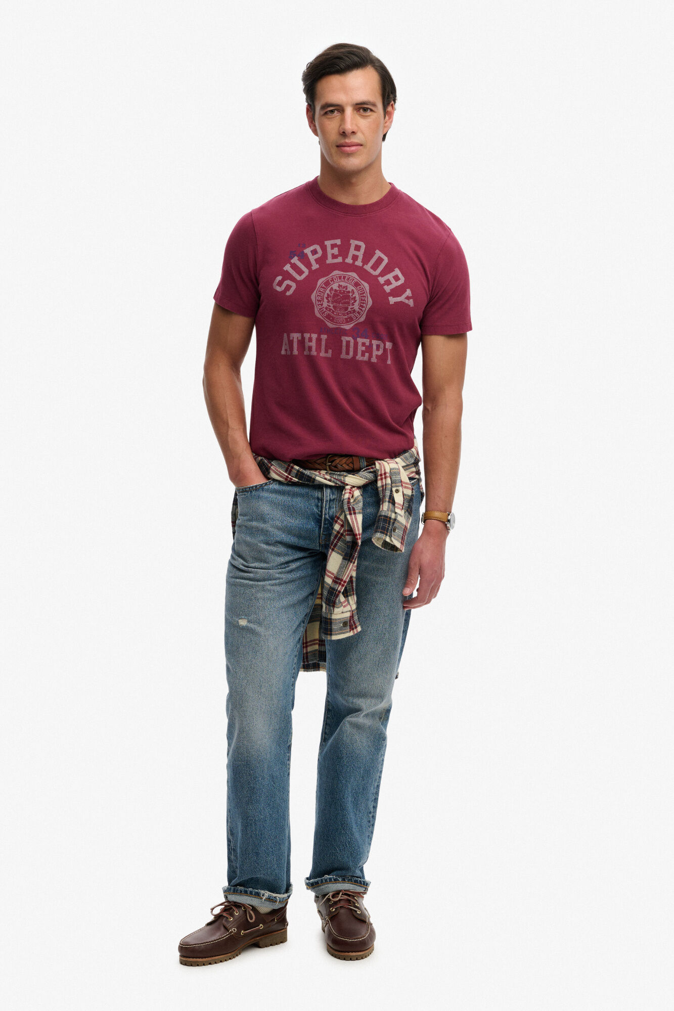 Superdry T-shirt manga curta gr&aacute;fico universit&aacute;rio