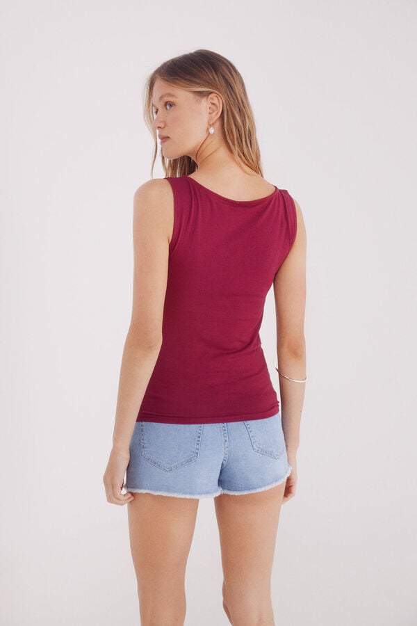 Springfield Camiseta de algodão com decote canoa estampado