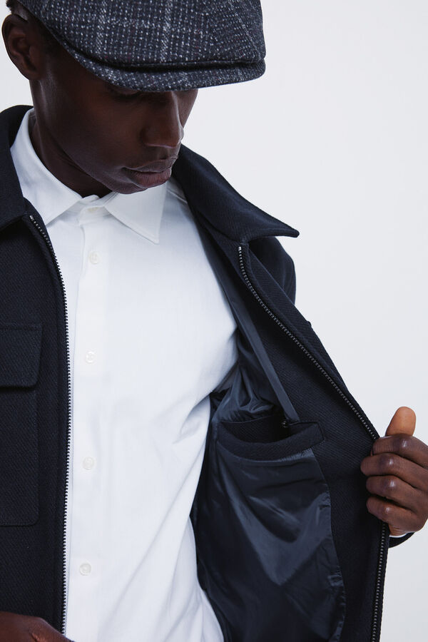 Springfield Blus&atilde;o camisa de mistura de l&atilde; azul