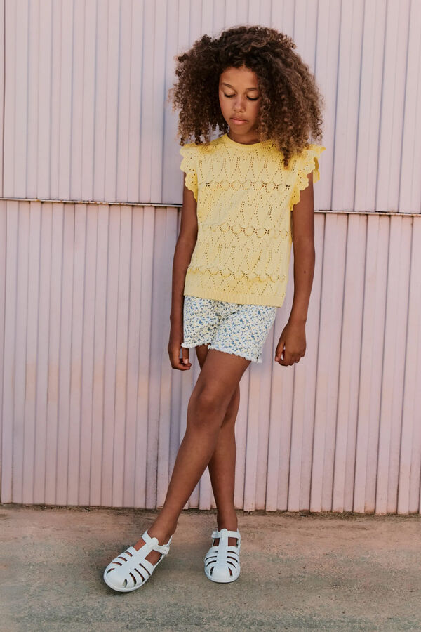 Springfield Kids Top de malha com folhos para menina estampado
