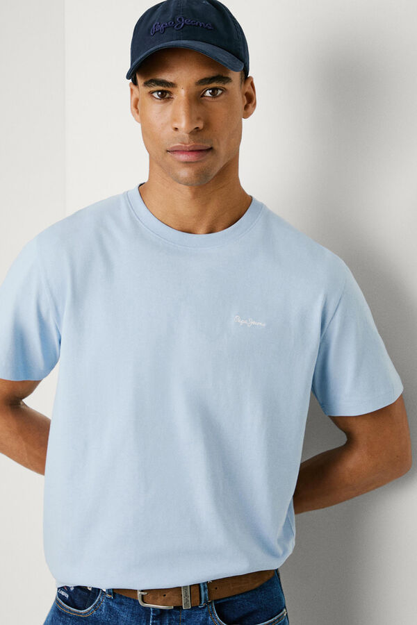 Pepe Jeans  Camiseta de manga curta com logo bordado. azul
