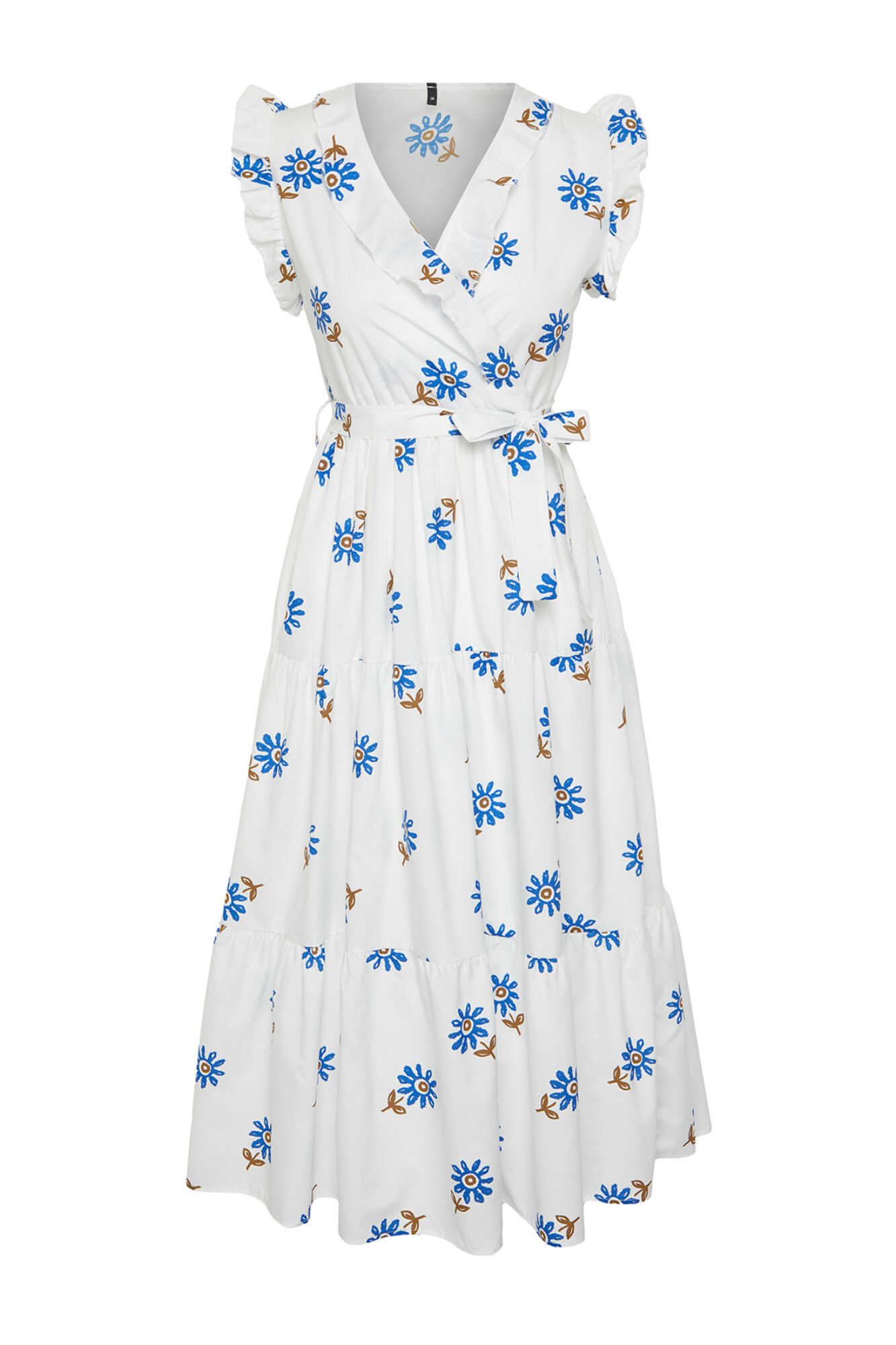 Trendyol Vestido midi com cinto estampado