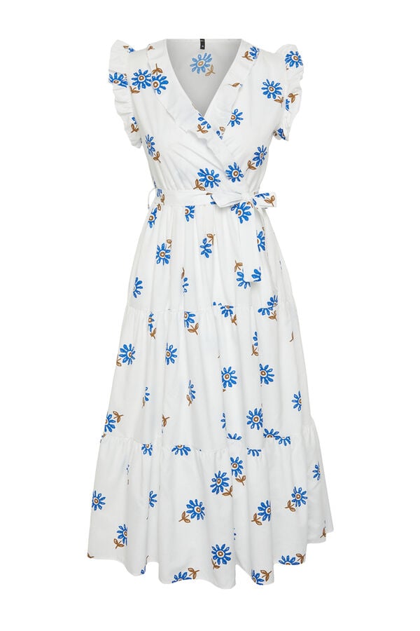 Trendyol Vestido midi com cinto estampado branco