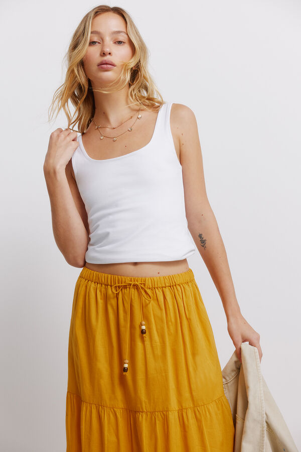 Springfield Saia midi com folhos estampado