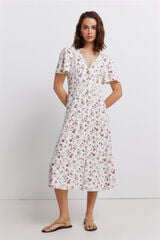 Springfield Vestido midi estampado floral branco