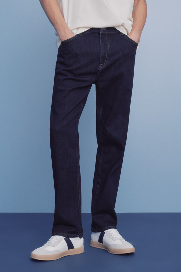 Springfield Calça jeans lavagem desbotada azul