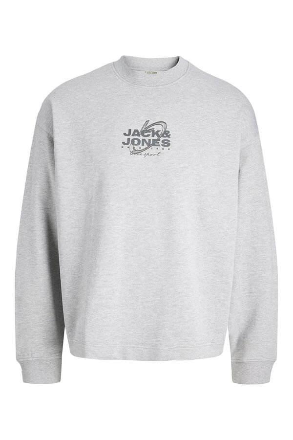 Jack & Jones Moletom b&aacute;sico de manga comprida cinzento