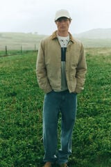 Springfield Blusão de gola de veludo cotelê bege