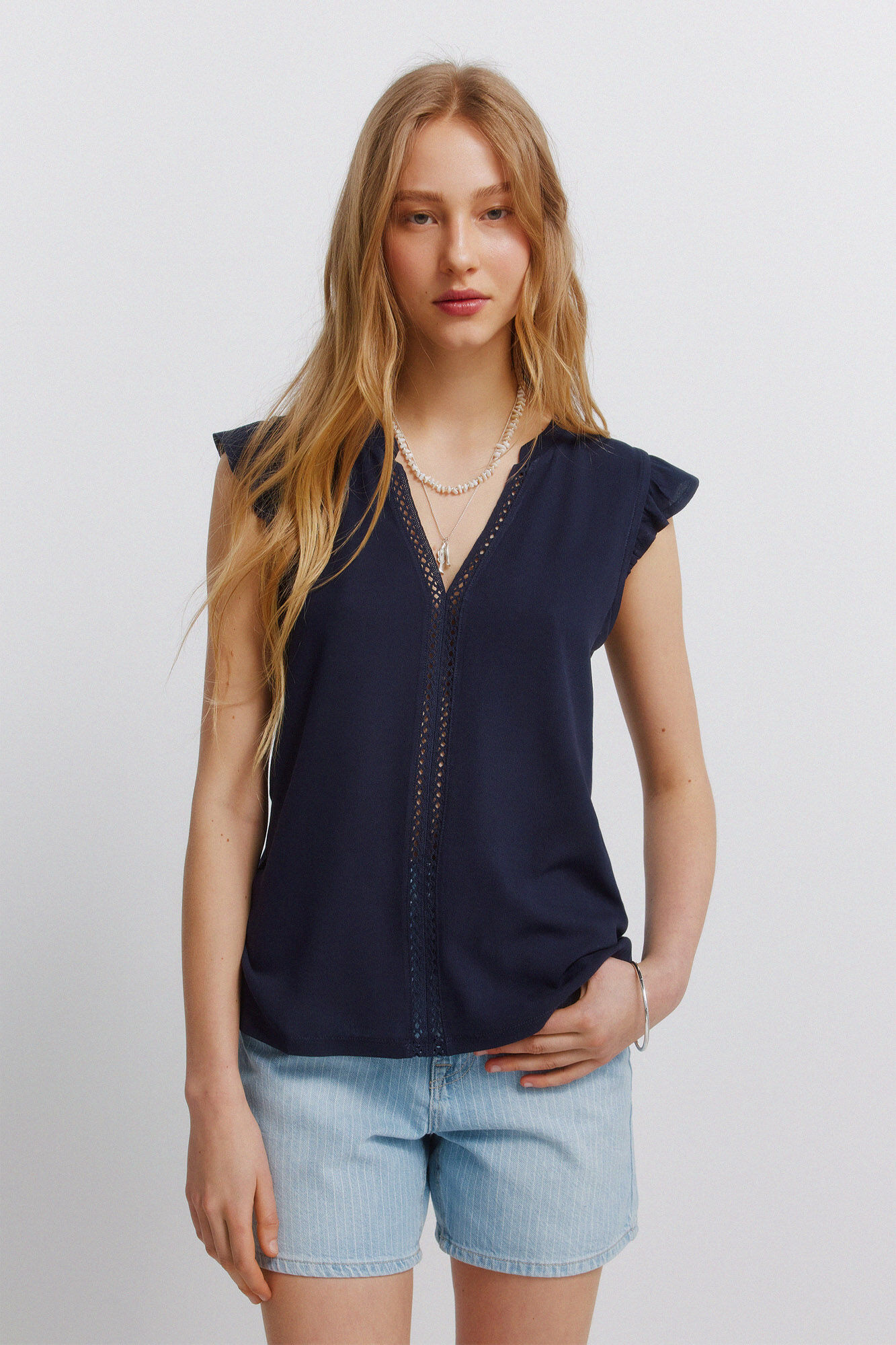 Springfield Camiseta volantes y lace