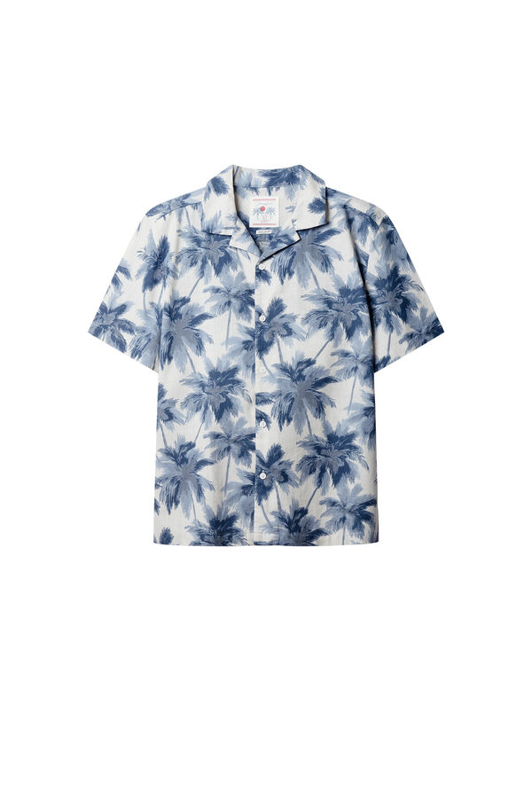 Springfield Camisa de manga curta bowling estampada bege