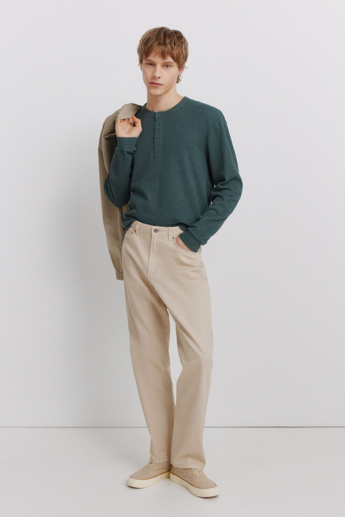 Springfield T-shirt manga comprida com carcela aos quadrados