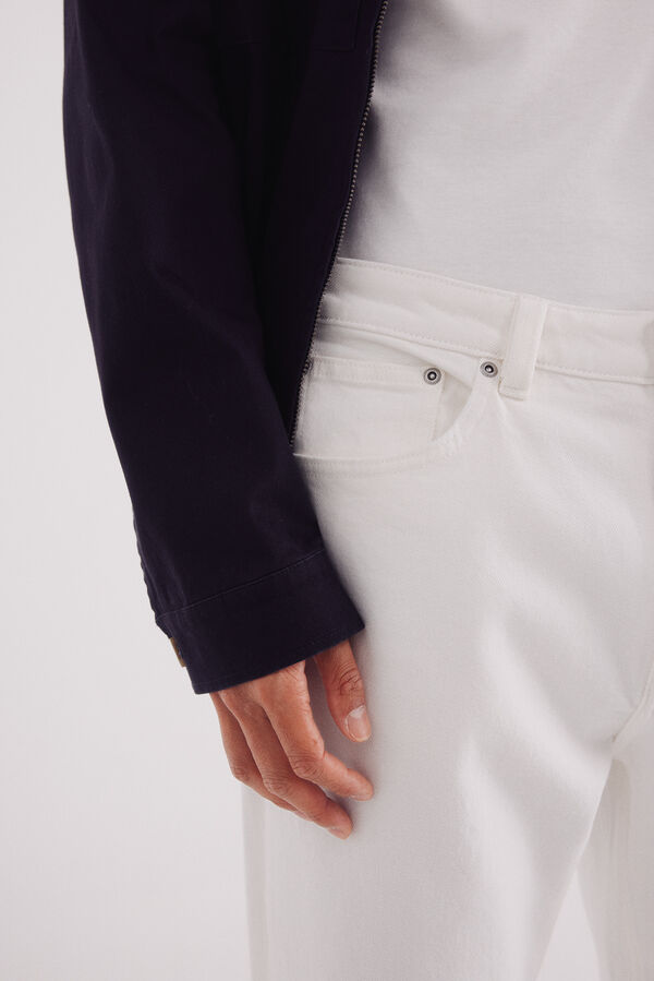 Springfield Calça jeans branca reta bege