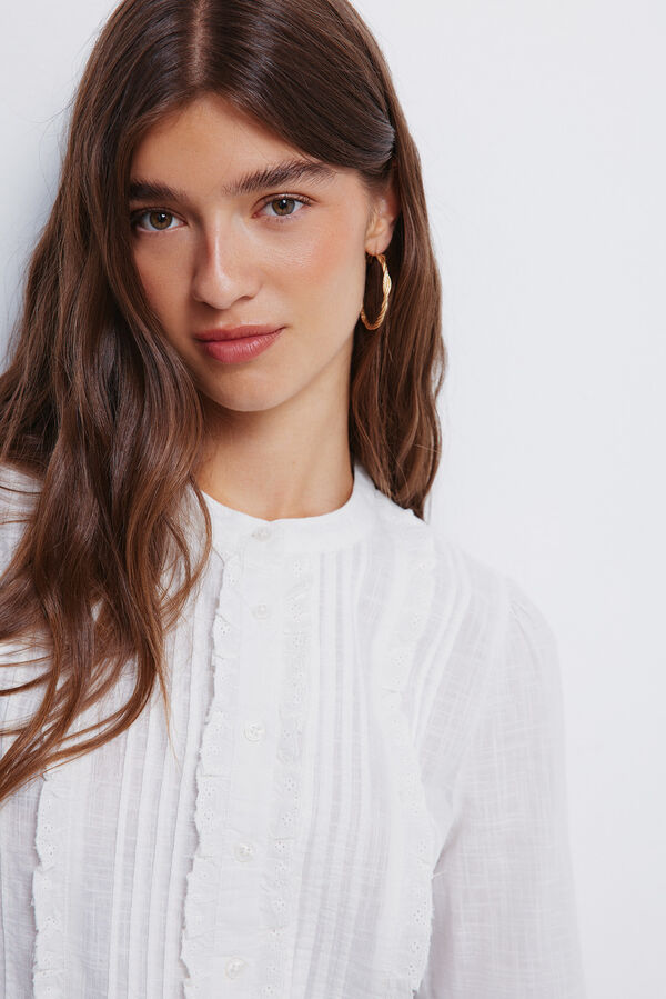 Springfield Blusa romântica de schiffly cru