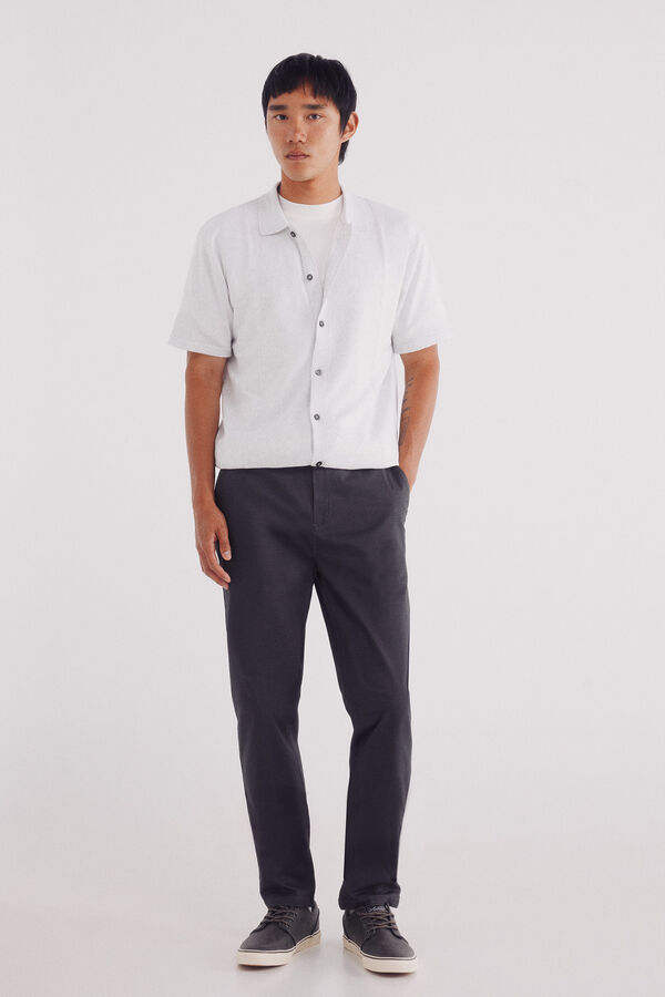 Springfield Calça calças chino slim fit com micro estampa cinzento