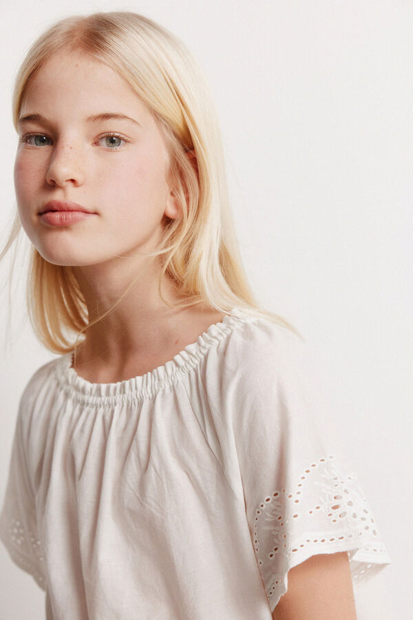 Springfield Kids Blusa bordada para menina branco