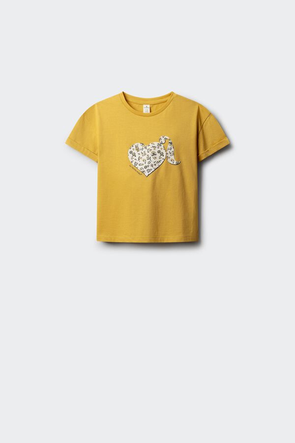 Springfield Kids Camiseta "Coraz&oacute;n con pelazo" amarillo