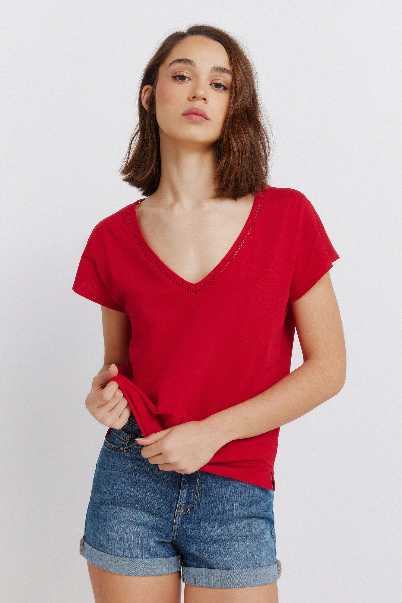 Springfield Camiseta escote uve lace