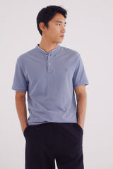 Springfield Slim fit mao oxford piqué polo shirt blue