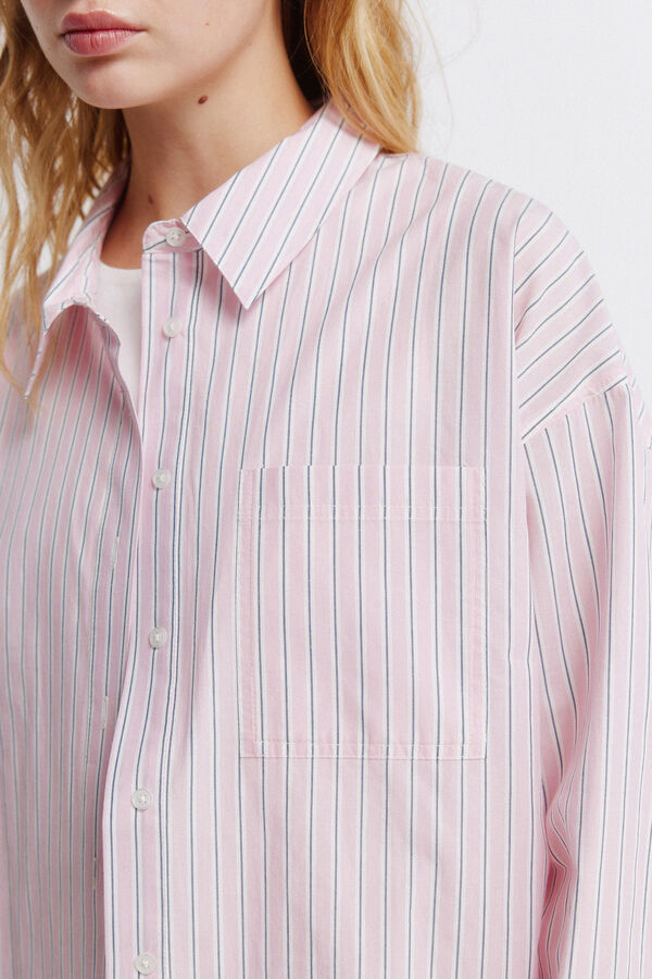 Springfield Striped oversize shirt pink