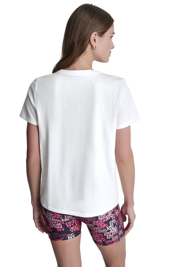 DKNY T-shirt b&aacute;sica de manga curta com monograma branco
