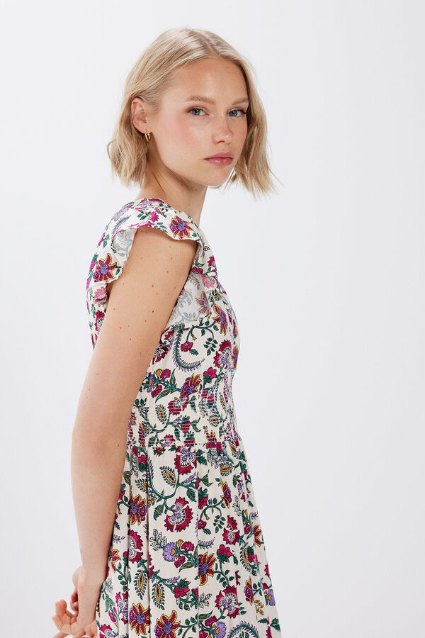 Springfield Floral print midi dress brown