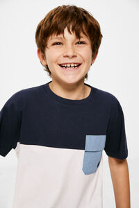 Springfield Camiseta block color bolsillo niño azul oscuro