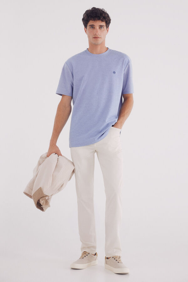 Springfield Oxford piqué T-shirt blue