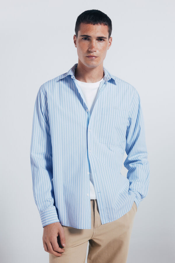 Springfield Camisa popelín rayas azul