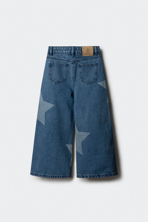 Springfield Kids denim jeans culotte para meninas com estrelas azul