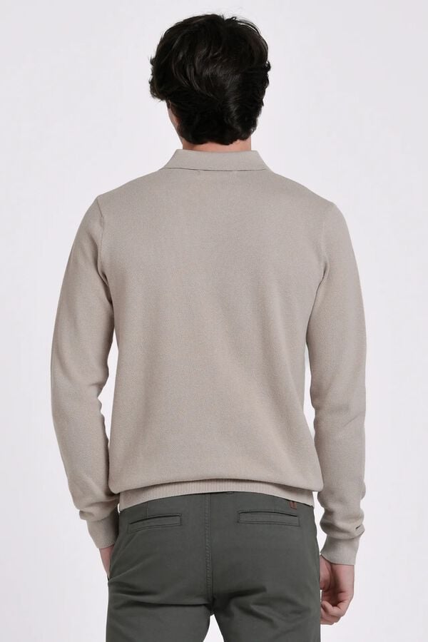 JVZ Camisola de gola polo estruturada vison