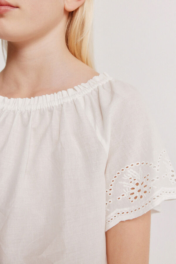 Springfield Kids Blusa bordada para menina branco