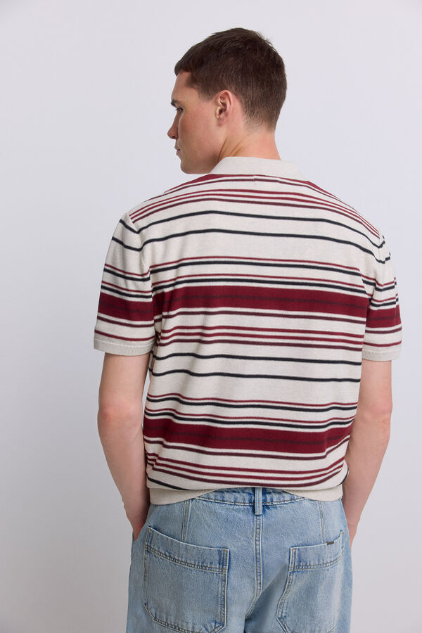 Springfield Polo de malha com riscas irregulares cinzento