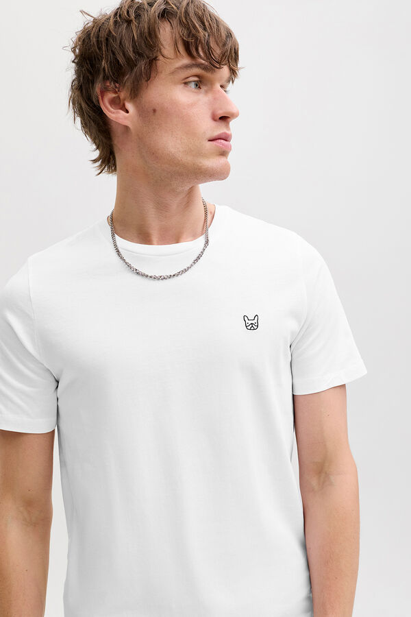 Jack & Jones T-shirt slim bordada branco