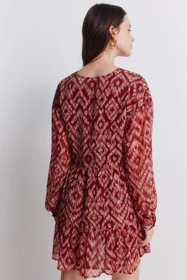 Springfield Vestido curto em gaze com lantejoulas estampado