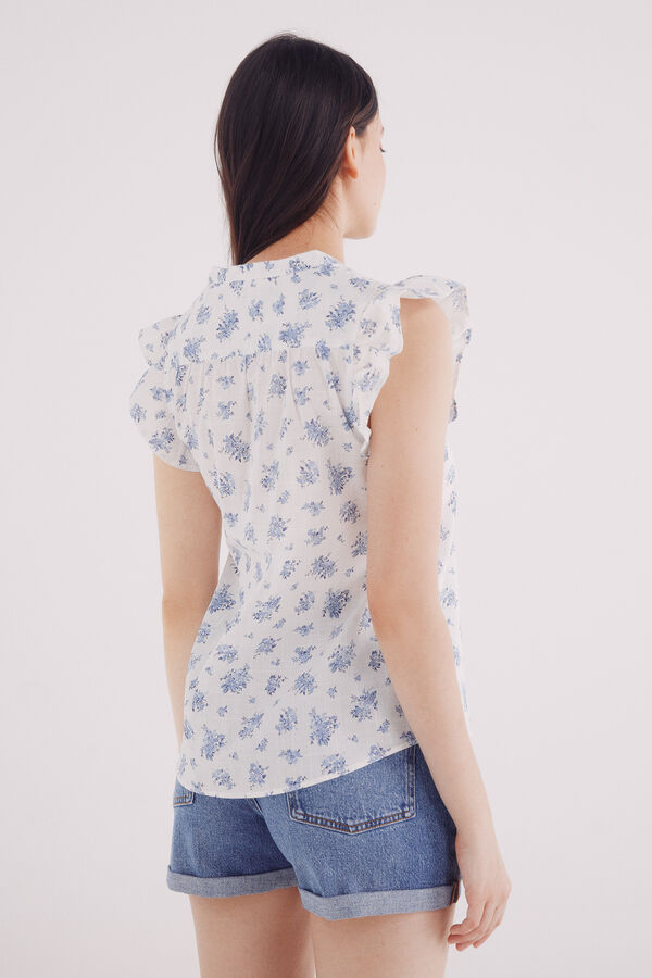 Springfield Lace insert blouse blue