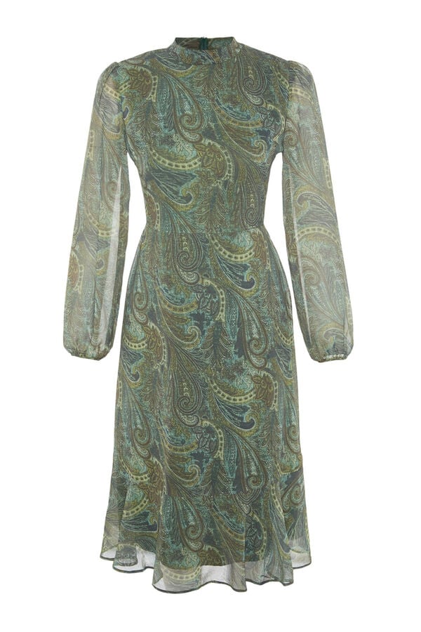 Trendyol Vestido com folhos verde