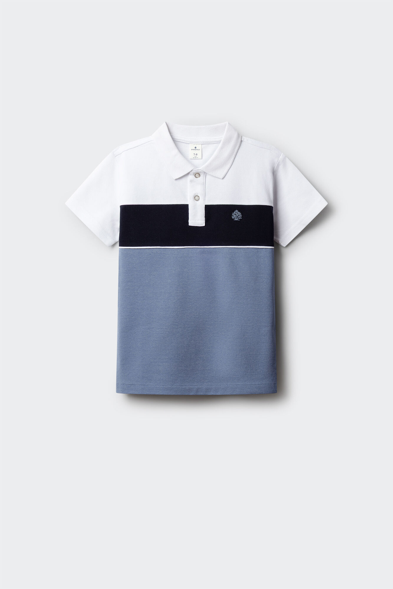 Springfield Kids Polo de menino em oxford de corte e costura